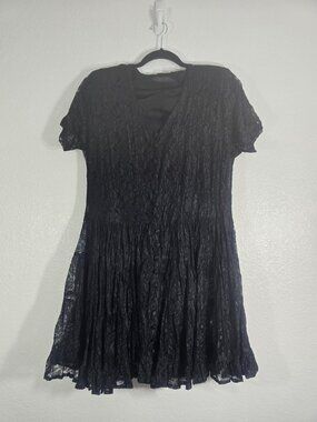 American Angel Vintage Lace Dress Small Black Lace Button Lined Whimsigoth Goth